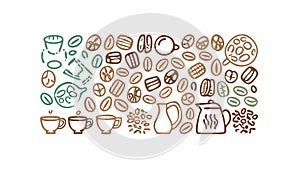 Assorted Coffee Beans and Cups for Cafe Backgrounds, vector design Generative AI