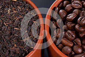 Assorted coffee and green tea in paper bags.