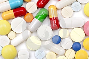 Assorted colored pills and capsules