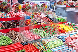 Assorted colorful candy at Mahane Yehuda Market in Jerusalem