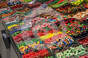 Assorted colorful candy at Mahane Yehuda Market in Jerusalem