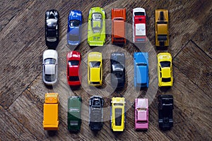 Assorted colorful car collection on floor