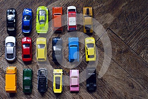 Assorted colorful car collection on floor