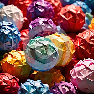 Assorted colorful crumpled paper balls, showing diverse discarded ideas