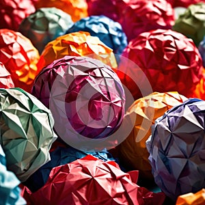 Assorted colorful crumpled paper balls, showing diverse discarded ideas