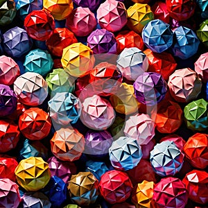 Assorted colorful crumpled paper balls, showing diverse discarded ideas