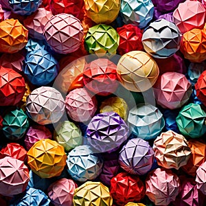 Assorted colorful crumpled paper balls, showing diverse discarded ideas