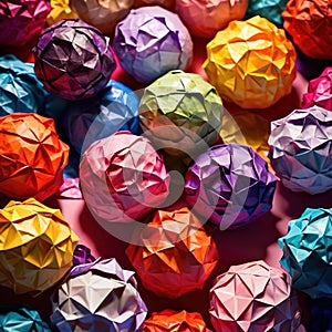 Assorted colorful crumpled paper balls, showing diverse discarded ideas