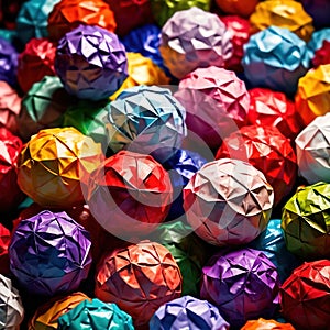 Assorted colorful crumpled paper balls, showing diverse discarded ideas