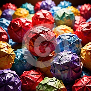Assorted colorful crumpled paper balls, showing diverse discarded ideas