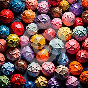 Assorted colorful crumpled paper balls, showing diverse discarded ideas