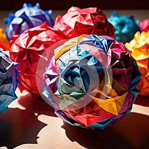 Assorted colorful crumpled paper balls, showing diverse discarded ideas