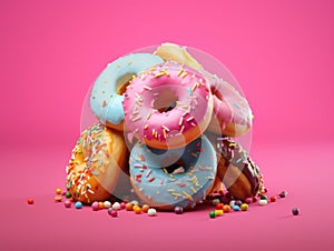 Assorted Colorful Doughnuts with a Variety of Delicious Flavors
