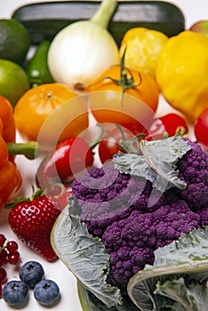 Assorted of colorful fresh fruits and vegetables isolated