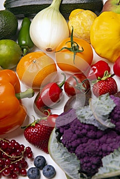 Assorted of colorful fresh fruits and vegetables isolated