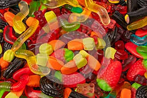 Assorted colorful gummy candies. Jelly sweets