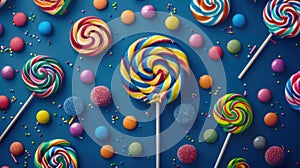 The assorted colorful lollipops. AI generated