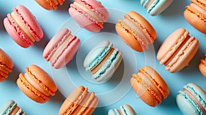 Assorted colorful macarons pattern.AI generated image