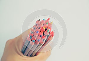 Assorted Colorful Pencils on White Background