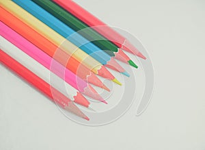 Assorted Colorful Pencils on White Background