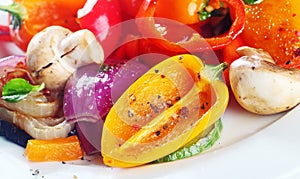 Assorted colorful roast or grilled vegetables