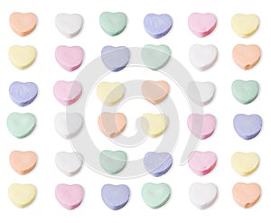 Assorted colors of blank candy hearts