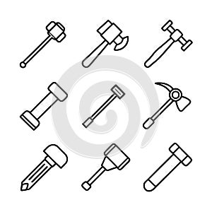 Assorted construction tools icon set minimalist design illustration