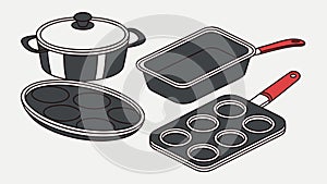 Assorted Cookware, Kitchen Essentials, vector design Generative AI