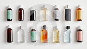 Assorted cosmetic bottles with modern labels