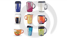 Group of Different Colored Cups With Lids photo