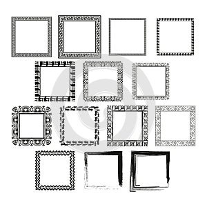 Assorted decorative frames vector set. Collection of various border designs.