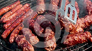 Assorted delicious grilled meat with mutton and sausages