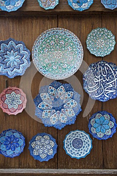 Assorted designs of hand crafted Moroccan decorative plates