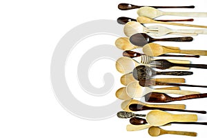 Assorted different kitchen wooden utensils cutlery