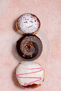 assorted donuts with different fillings..selective focus