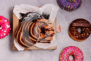 assorted donuts with different fillings..selective focus