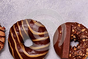 assorted donuts with different fillings..selective focus