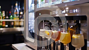 Assorted Drinks in Row of Glasses