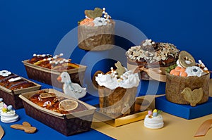 Assorted Easter Sweet Treats, Sweet Bread, Kulich, Easter Composition
