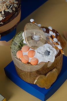 Assorted Easter Sweet Treats, Sweet Bread, Kulich, Easter Composition