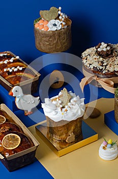 Assorted Easter Sweet Treats, Sweet Bread, Kulich, Easter Composition