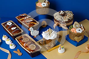 Assorted Easter Sweet Treats, Sweet Bread, Kulich, Easter Composition