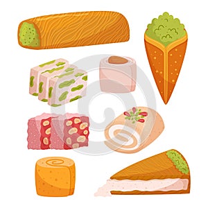 Assorted Eastern Sweets. Delightful Collection Of Traditional Treats With Flavors Like Baklava, Halva, Maamoul