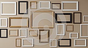 Assorted Empty Frames Decorating Neutral Wall