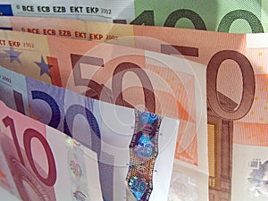 Assorted euro banknotes