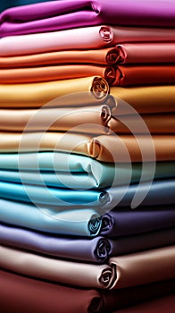 Assorted fabric color samples set against a vivid background