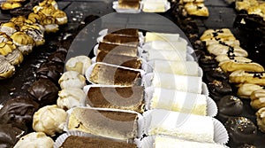 Assorted flavored cakes