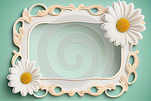 assorted flower border frame on light white background mock up copy space made with generative AI