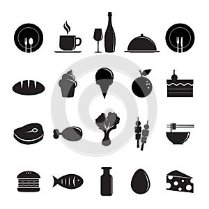 assorted food and drink icons. Vector illustration decorative design