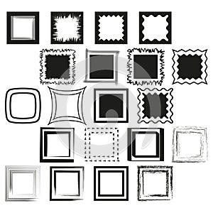 Assorted frames collection Vector. Variety of black and white borders. Gallery of frame shapes and designs.